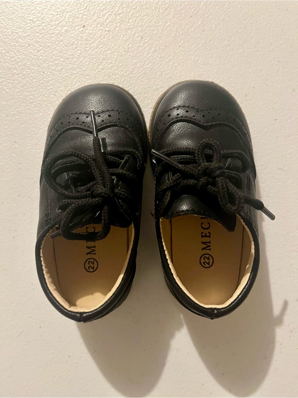 Meckior Toddler Boys Black Lace-Up Dress Shoes